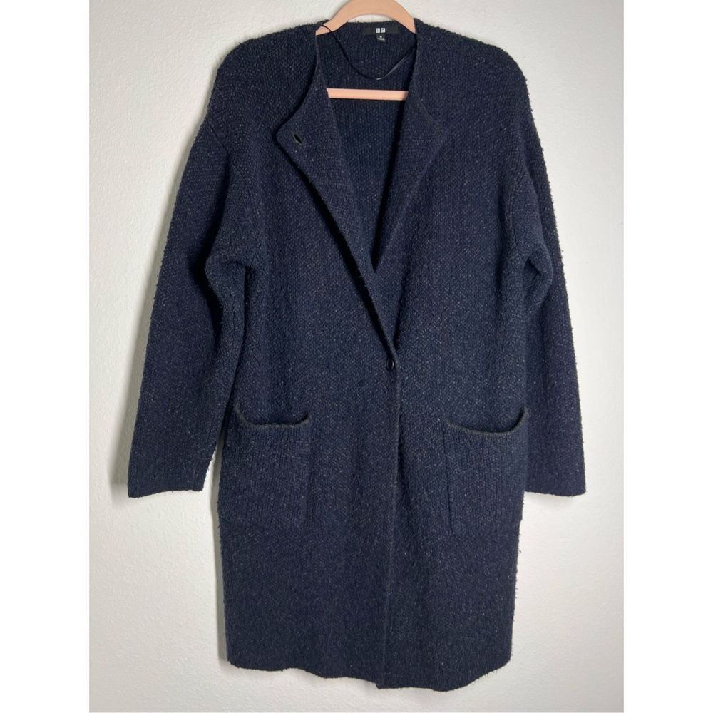 Uniqlo  tweed knitted navy "coatigan" (coat + cardigan) Size M